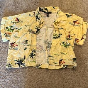 Hawaii themed yellow blouse